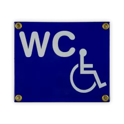 WC-skylt med figurer, emaljerad