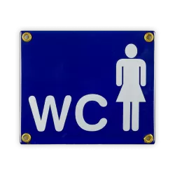 WC-skylt med figurer, emaljerad